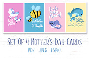 Cute Animal Mother's Day Cards, an Illustration by RabbitAndPencil (Thumbnail 1 of 6)