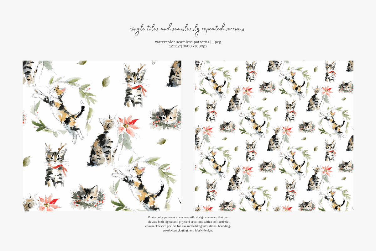 Christmas cats seamless pattern set, a Pattern Graphic by Patishop Art (Photo 7 of 9)