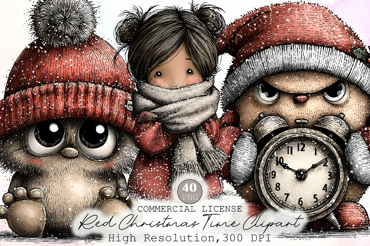 Watercolor Red Christmas Time Clipar, an Illustration by Sublimation Artist (Photo 1 of 6)