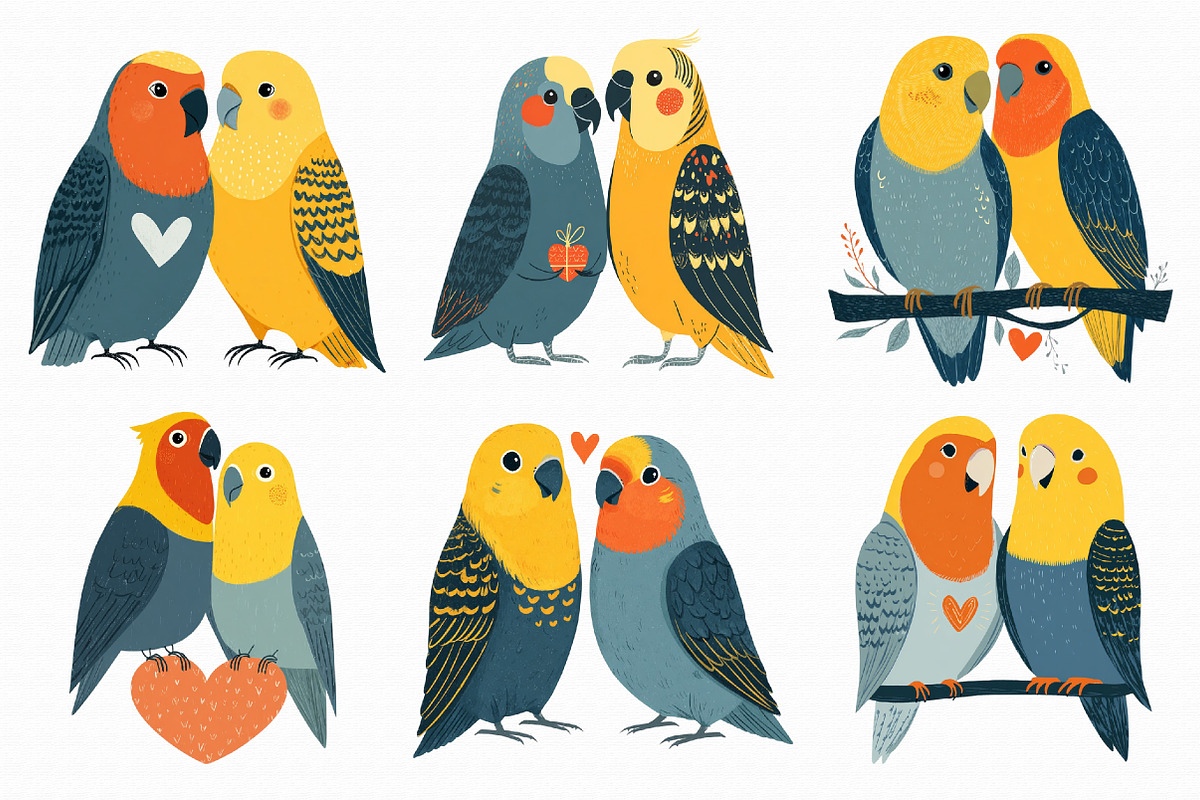 Lovebird Valentine Couple Clipart PN, an Illustration by Libby Wishes (Photo 2 of 7)