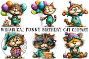 Whimsical Funny Birthday Cat Clipart, an Illustration by OK Design (Thumbnail 2 of 6)