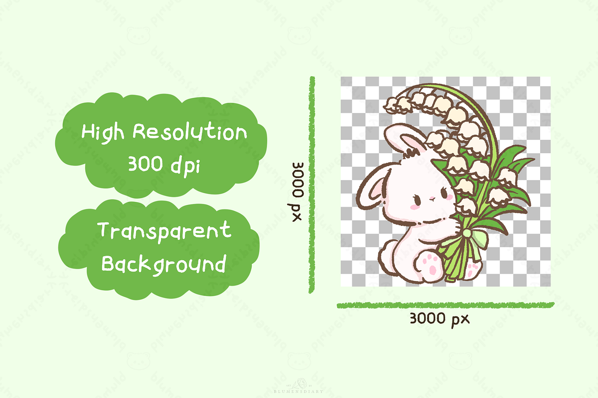 Lily of the Valley Bunny Clipart, an Animal Illustration by Blumensdiary (Photo 3 of 6)
