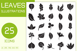Leaf Glyph Icons Set, a Solid Icon by Designfour