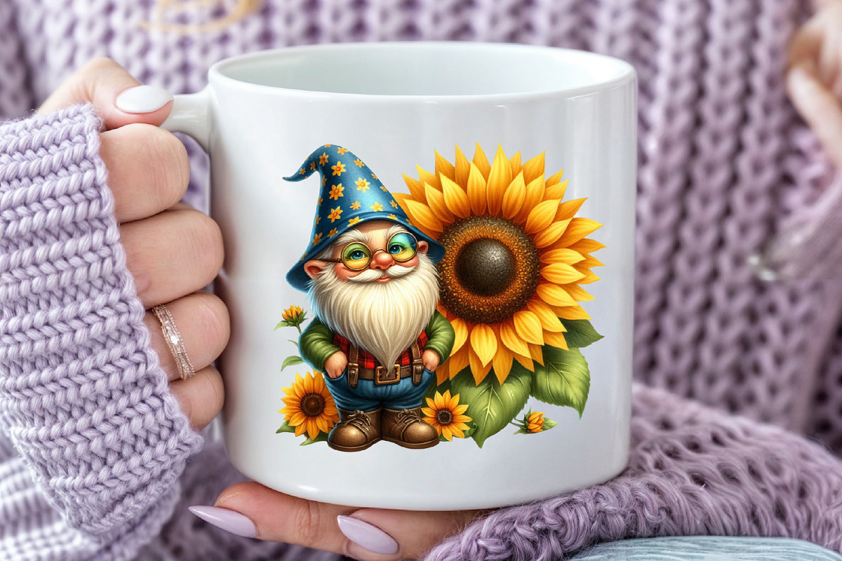 Gnome Sunflower Sublimation PNG, an Illustration by Pixels.Craft (Photo 4 of 7)