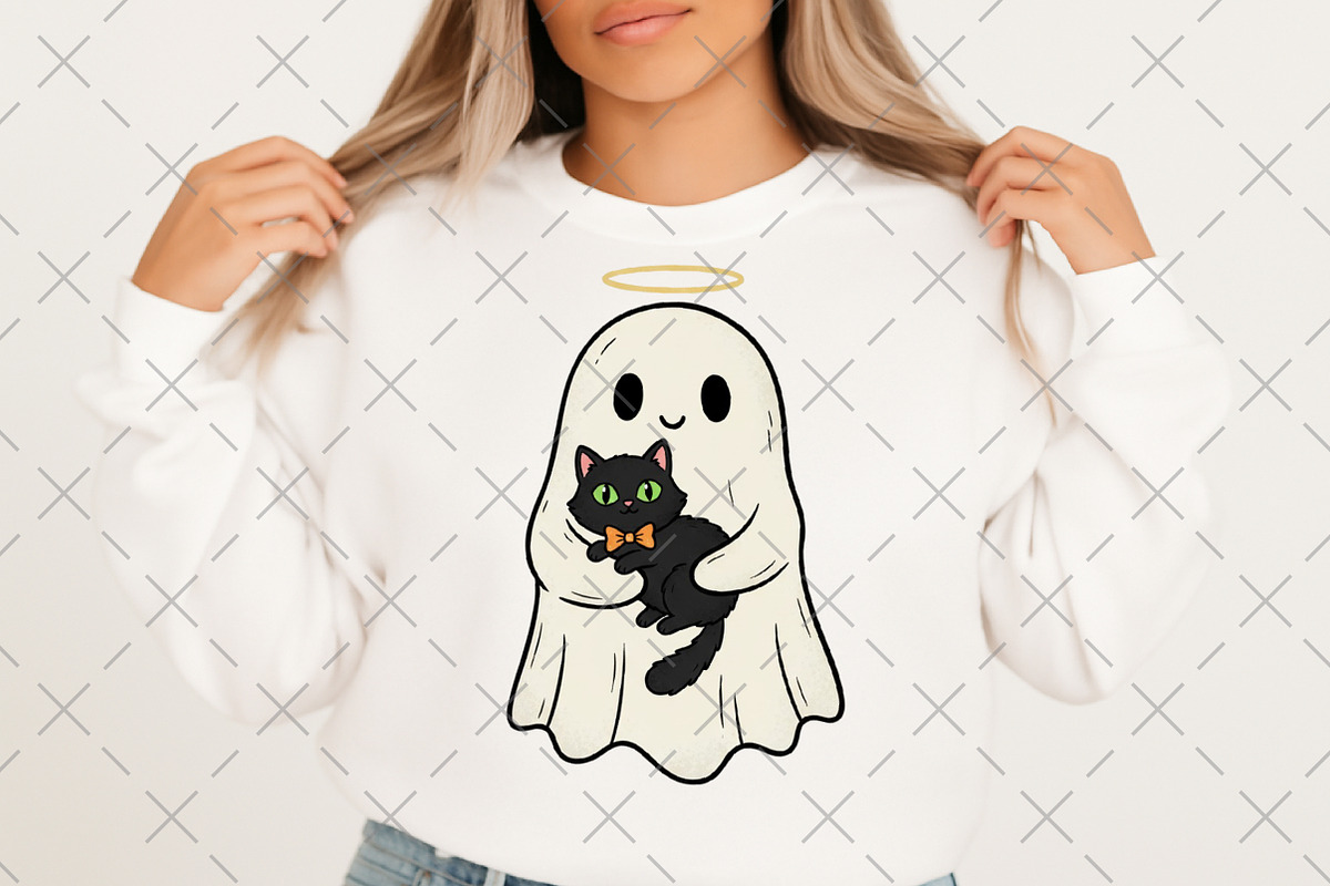 Halloween Ghost Holding Black Cat, an Illustration by Craft Nest (Photo 5 of 6)