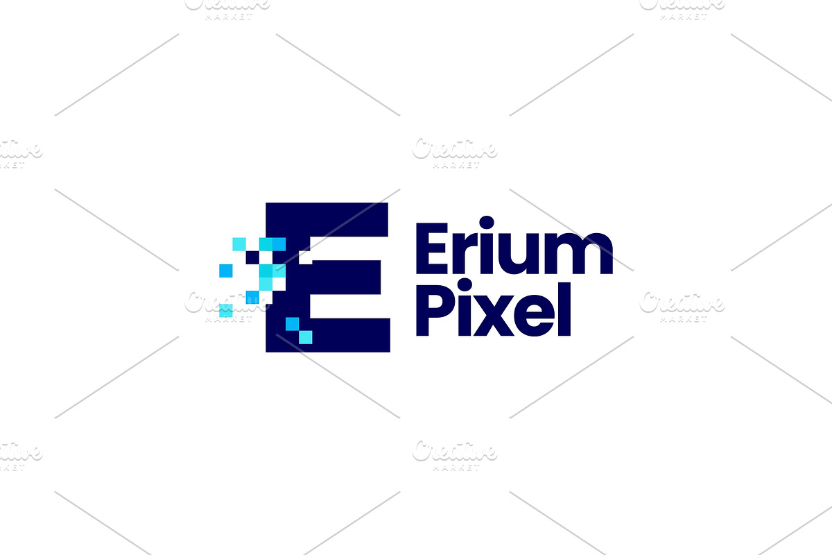 e letter pixel mark digital 8 bit, a Branding & Logo Template by VASTARD STUDIO