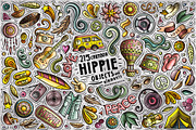 Hippie Cartoon Objects Set, an Object Graphic by BALABOLKA (Thumbnail 1 of 3)