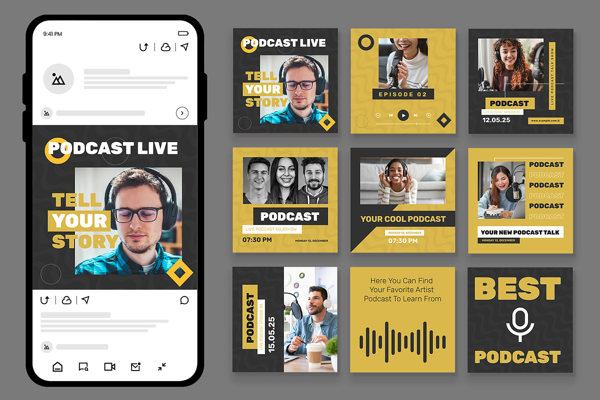 Podcast Social Media Post, an UI Kit Template by CreativeShaper (Photo 1 of 3)