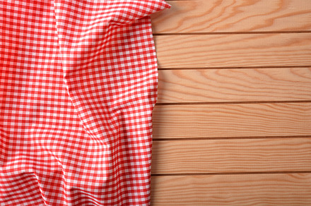 Red and white fabric on wood, an Abstract Photo by Davizro's Market