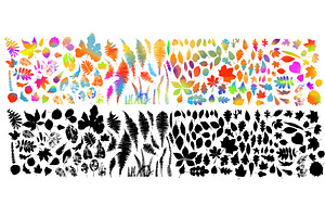 Set of colored and black leaves of, an Object Illustration by Nenahliadava Design