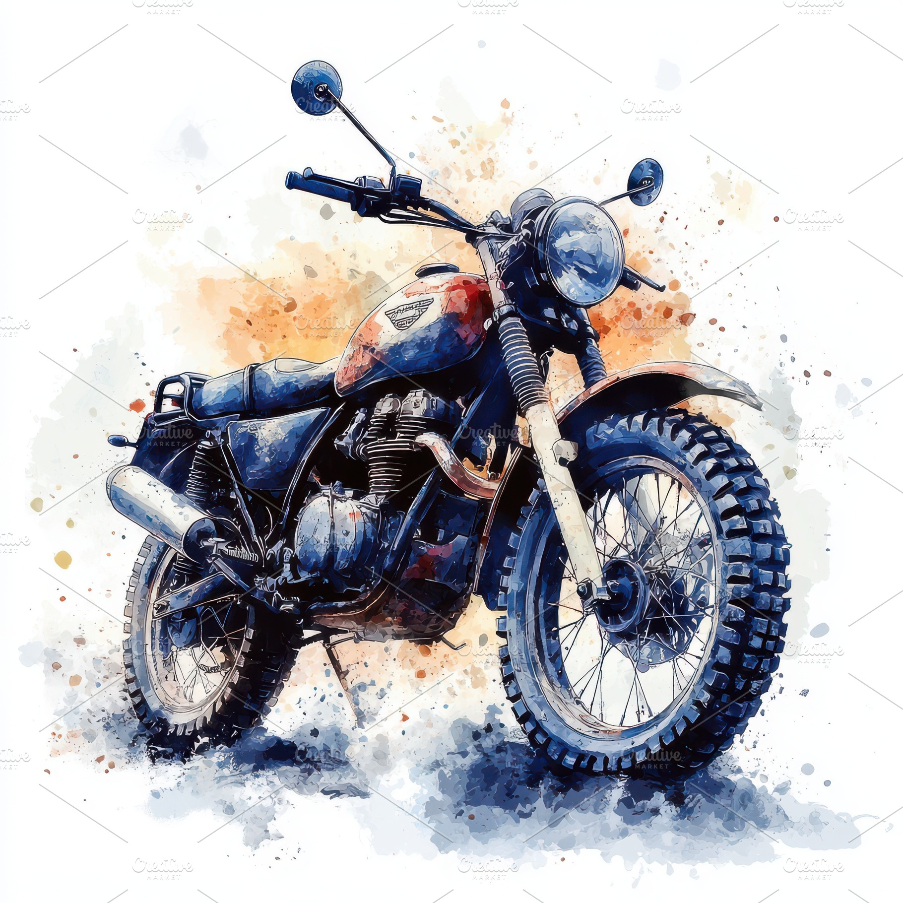 Classic Scrambler Motorcycle Waterco, an Abstract Photo by Pixeness Studio