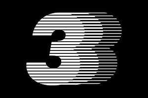 Number 3 speed motion lines logo