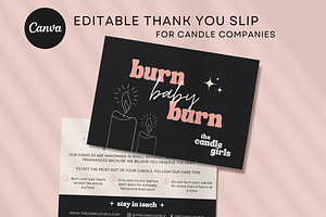 3 Thank You Cards - Candle template