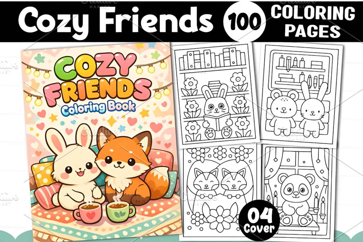 Cozy Friends Coloring Pages for Kids, an Animal Illustration by Ink Gallery (Photo 1 of 3)