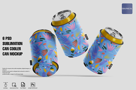 Can cooler mockup, can mockup mockup, a Merchandise Mockup by GraphicVil