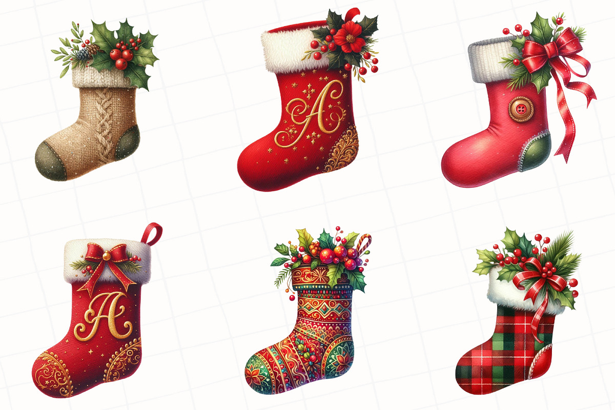Christmas Stoking Clipart, an Illustration by OK Design (Photo 3 of 5)