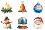 Watercolor Retro Christmas Clipart, an Illustration by DreamPrint404 (Thumbnail 2 of 5)