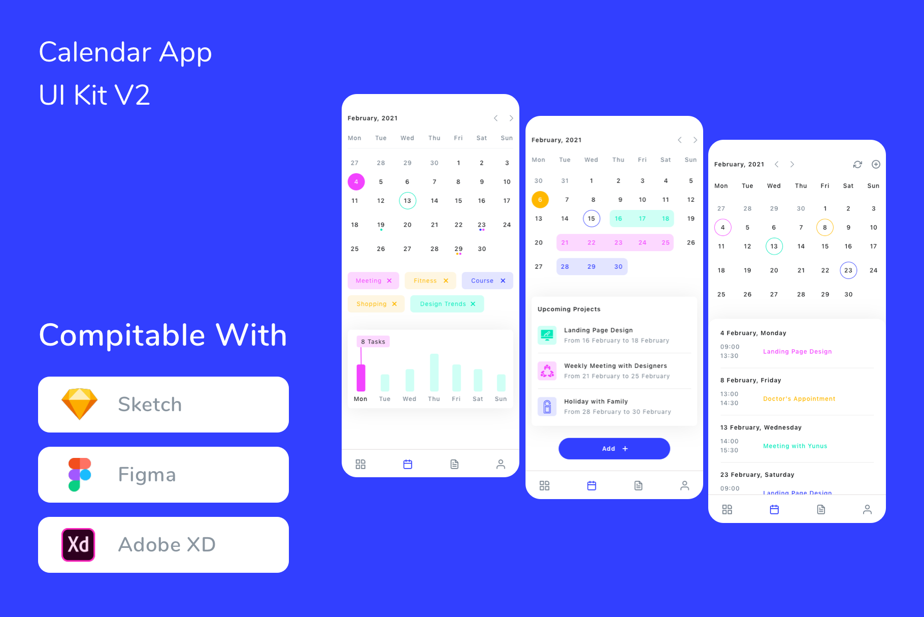 Calendar App UI Kit V2, an App Template by Betush