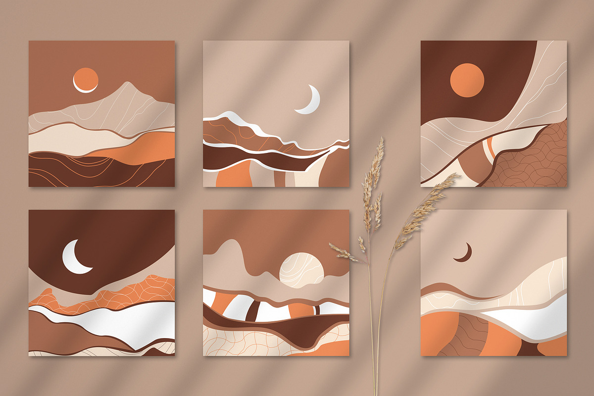Boho Abstract Landscapes, a Decorative Illustration by Pretty Meerkat (Photo 7 of 8)