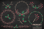 Red & Green Vector Holly & Textures, an Illustration by Amanda Ilkov (Thumbnail 2 of 5)