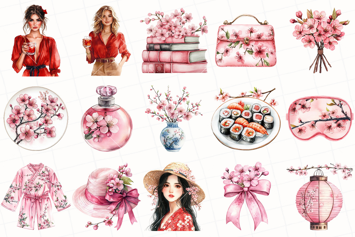 Cherry Blossom Spring Clipart, an Illustration by OK Design (Photo 3 of 6)