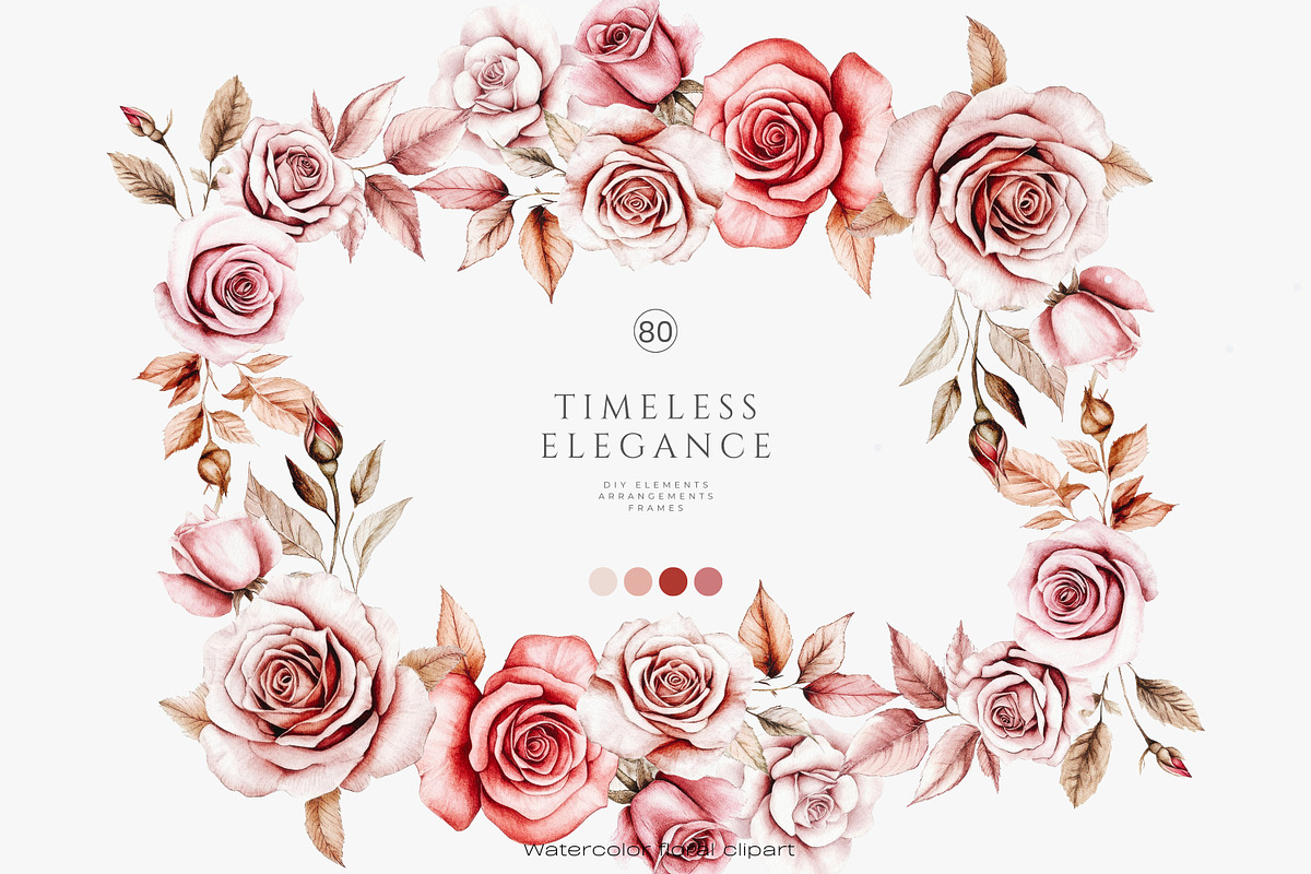 vintage roses elegant florals set, a Decorative Illustration by Patishop Art (Photo 7 of 13)