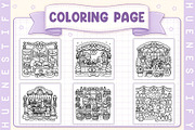 Tiny Christmas Shops Coloring Book, a Seasonal Illustration by HueNestify (Thumbnail 3 of 4)