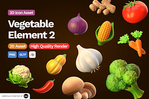 3D Vegetable Element Icon Vol 2