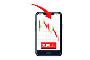 Sell Signal on Smartphone Screen, a Finance Illustration by BabySofja