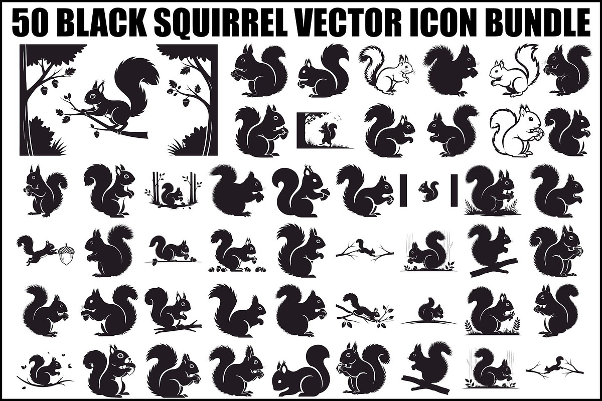 Black Squirrel Vector Icon Bundle, an Illustration by jahid234 (Photo 1 of 51)