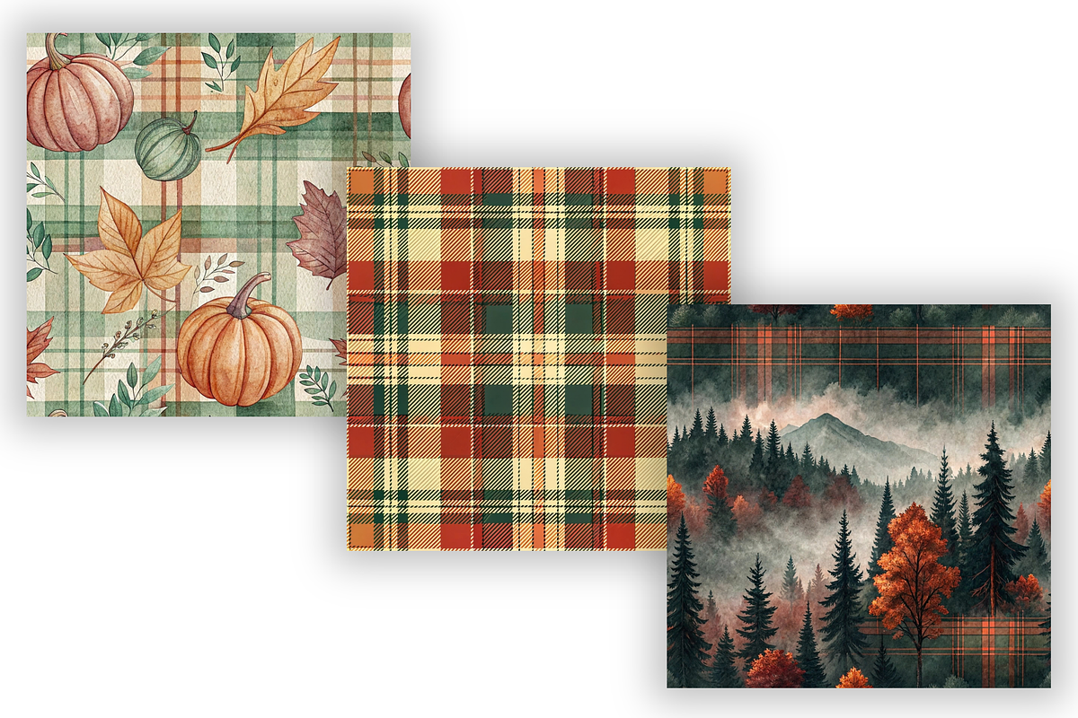 Elegant Plaid Autumn Pattern Bundle, a Pattern Graphic by FloridPrintables (Photo 3 of 9)