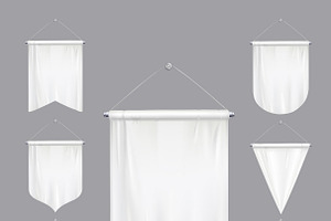 White Pennants Realistic Set