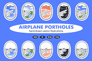 Vector airplane windows views, a Transportation Illustration by Torontotokio (Thumbnail 1 of 4)