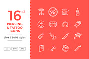 Tattoo and Piercing Icons, a Solid Icon by filborg (Thumbnail 1 of 2)