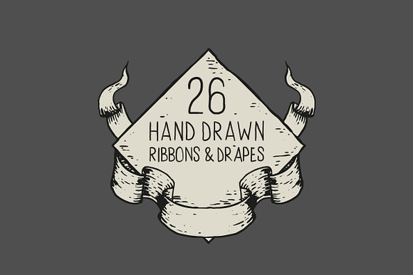 Hand Drawn Ribbons Drapes
