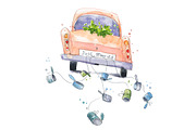 Just married car going on honeymoon, an Illustration by Kamenuka (Thumbnail 1 of 2)