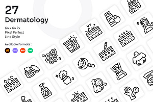 Dermatology Icons Set - Line, an Outline Icon by Kmg Design