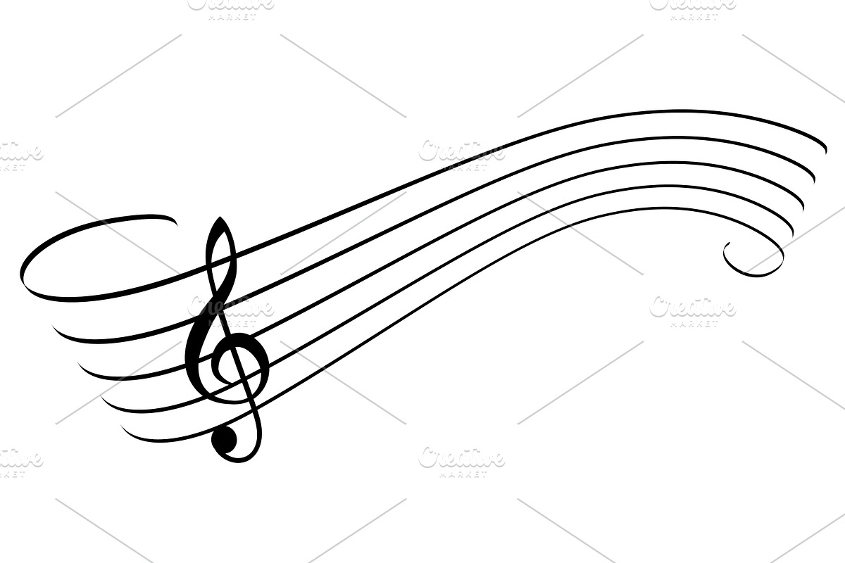 A black treble clef sits beside five, an Object Illustration by Woters little shop