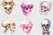 Coquette Skull Clipart PNG, an Illustration by Black Bird Studio (Thumbnail 6 of 6)