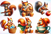 Autumn Funny Squirrel Clipart Bundle, a Seasonal Illustration by Canvas Craft (Thumbnail 3 of 8)