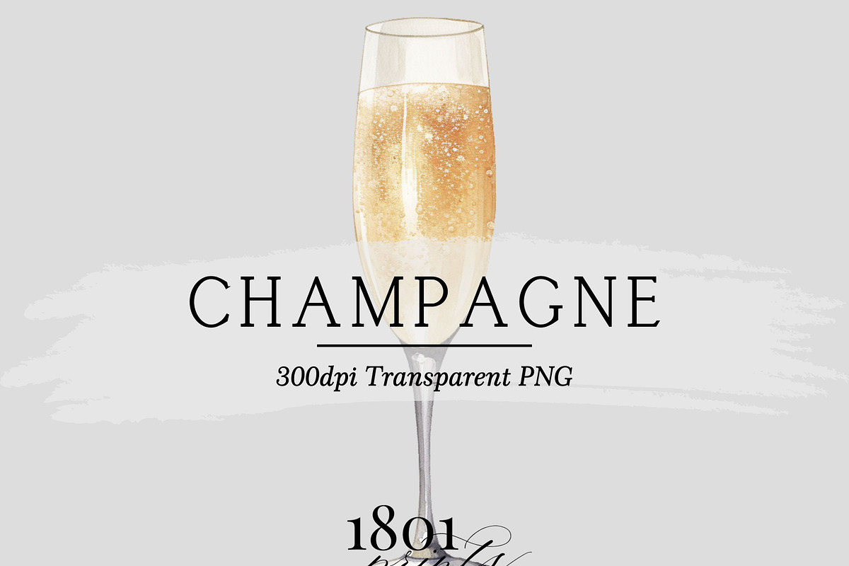 Champagne Watercolor Cocktail, an Illustration by 1801Prints (Photo 1 of 4)