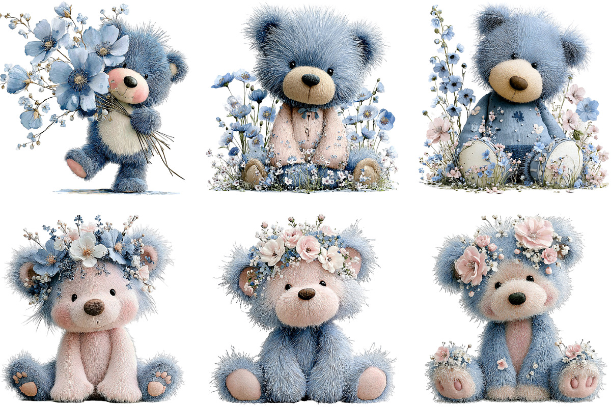 Spring Teddy Bear Clipart, an Illustration by CraftArtStudio (Photo 6 of 6)