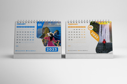 2 Desk Calendar 2023 Template Design