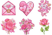 Watercolor Valentine Day Clipart, an Illustration by Designking (Thumbnail 3 of 5)