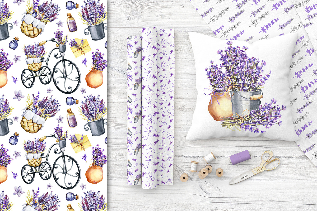 Provence Lavender watercolor clipart, a Decorative Illustration by Artmanata (Photo 10 of 14)