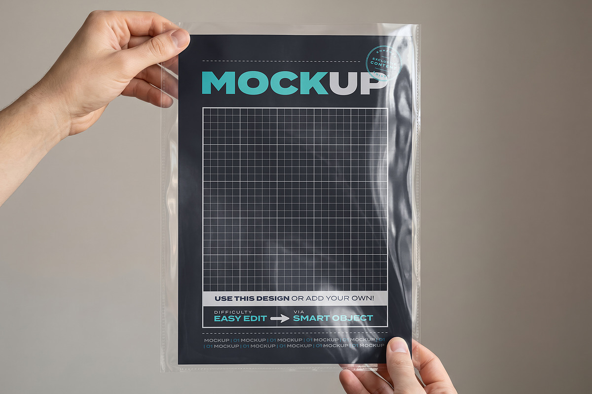 Papers inside Plastic Mockups, an Advertising Mockup by Luuqas Design (Photo 3 of 4)
