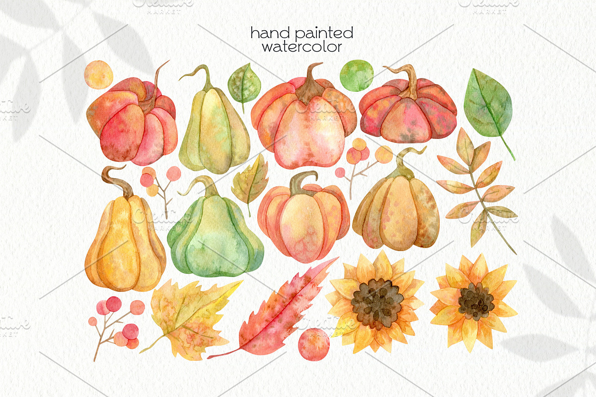 Watercolor Autumn Clipart. Pumpkin., a Decorative Illustration by OllyKo Art (Photo 2 of 9)