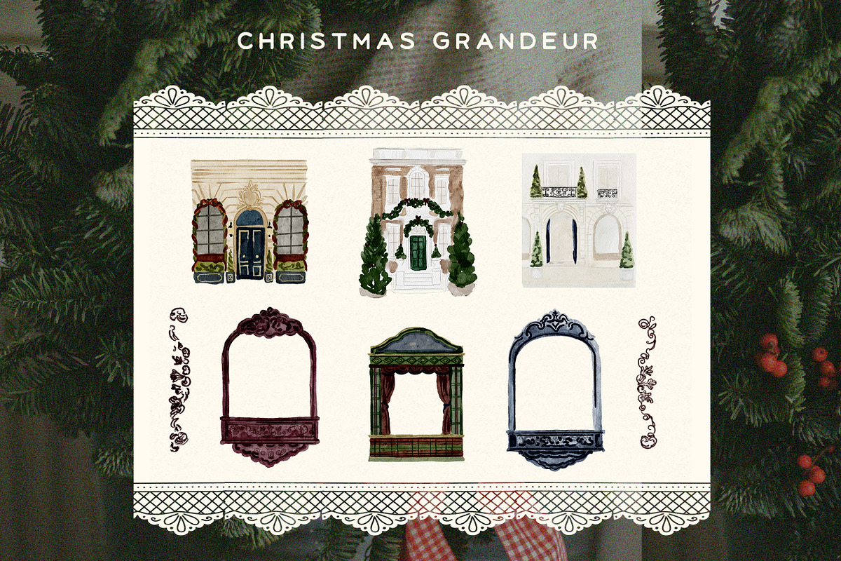 Classic Christmas Watercolor & Cards, an Object Graphic by Laras Wonderland (Photo 7 of 12)