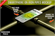 Smartphone on Iron Pipes Mockup PSD, an iPhone Mockup by Bruno's Shop (Thumbnail 1 of 4)