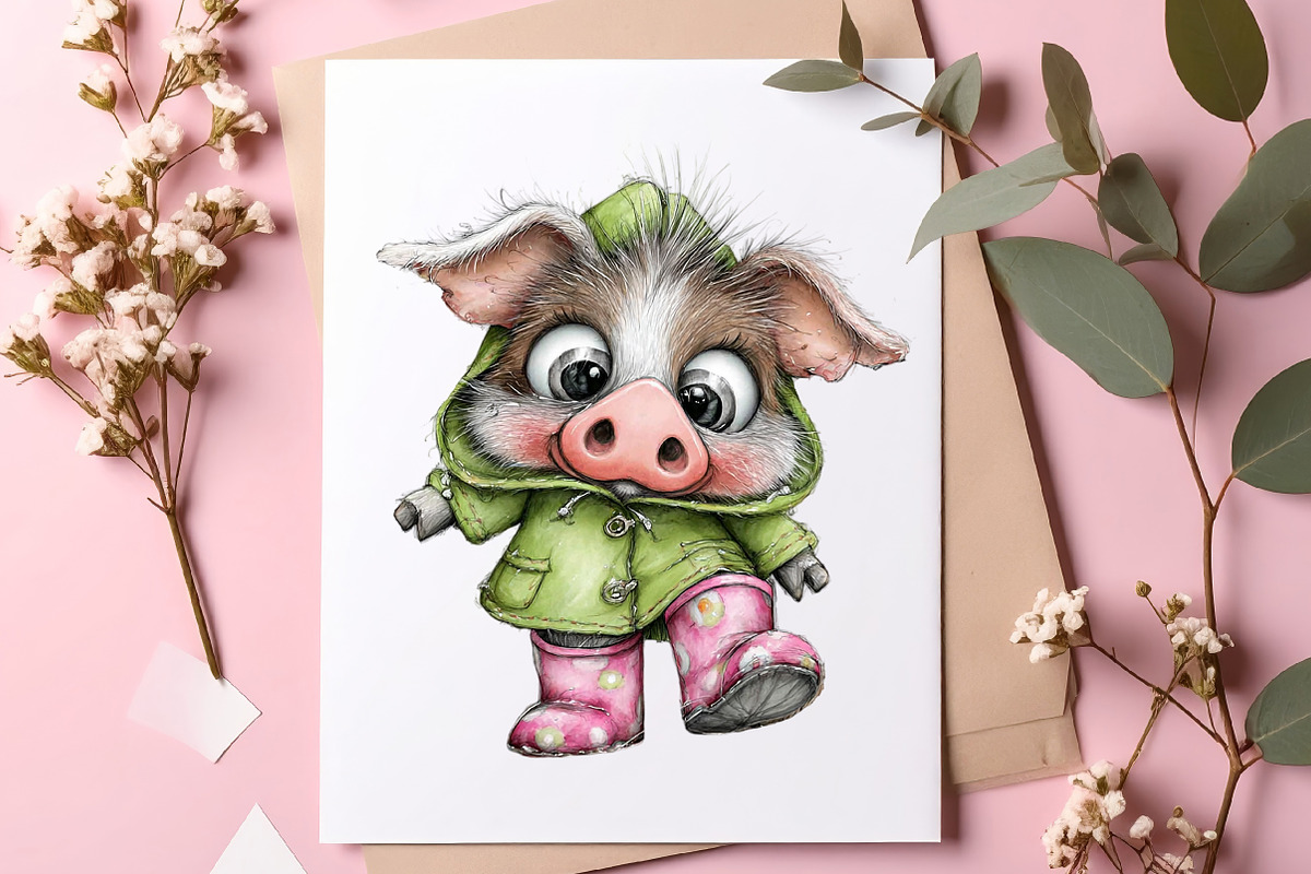 Rainy Day Animals Watercolor Clipart, an Illustration by SinaCreation (Photo 4 of 7)